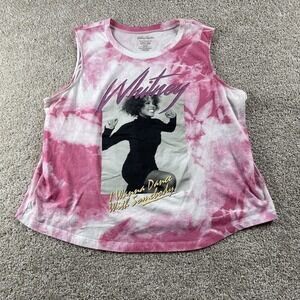 Whitney Houston Tank Top Womens 3XL Pink Tie Dye I Wanna Dance Graphic Music